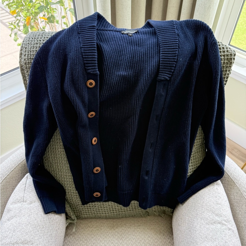 Express Dark Blue Ribbed Sweater